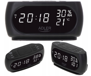 ZEGAR BUDZIK ELEKTRONICZNY TERMOMETR WILGOTNOŚĆ