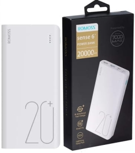 ROMOSS Sense 6+ MOCNY DUŻY POWERBANK 20000MAH 2X USB-A USB-C QC 2.1A LED