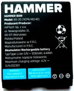 Oryginalna Bateria Hammer BOW/BOW+/DIG BS-20 1200mAh