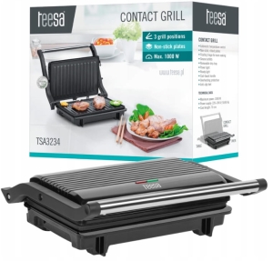 Panini grill TEESA toster opiekacz sandwitch 1000W 3 pozycje