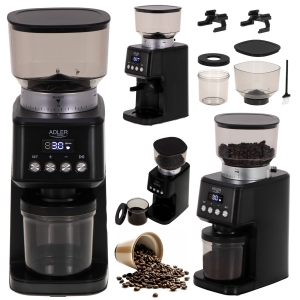 Elektryczny młynek kawy Żarnowy Adler 180W AUTOMATYCZNY 31 Stopni mielenia