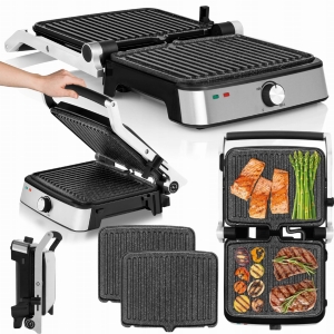 GRILL ELEKTRYCZNY OPIEKACZ DO KEBABA KONTAKTOWY XXL 2000W ROZKŁADANY MOCNY