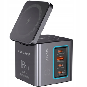 Ładowarka sieciowa USB Feegar Kombo 188W GaN3 Typ-C USB-C PD QC3.0 Indukcja
