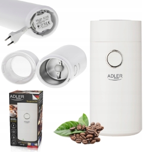 Młynek Elektryczny Do Mielenia Kawy Orzechów Przypraw 150W Adler AD4446 WS