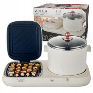 Stacja śniadaniowa 2w1 Grill i Garnek do gotowania Retro Multicooker AD6421