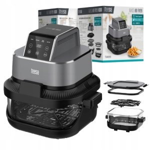 Frytkownica beztłuszczowa Teesa GLASS AIR FRYER 1500W 2 pojemniki 1,5L / 4L