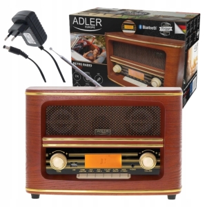 Radio Sieciowe Retro FM Pamięć 30 Stacji Bluetooth 5.0 Budzik Adler AD1187