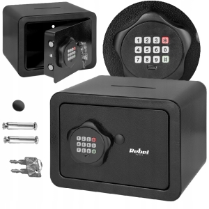 Sejf elektroniczny Rebel na pieniądze RB-7001 na kod PIN i klucz czarny