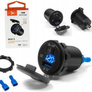 Motocyklowe gniazdo USB eXtremestyle MUS13 quick charge z woltomierzem