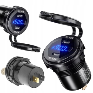 Motocyklowe gniazdo 2x USB-C PD 90W WYŚWIETLACZ extremestyle MUS 32